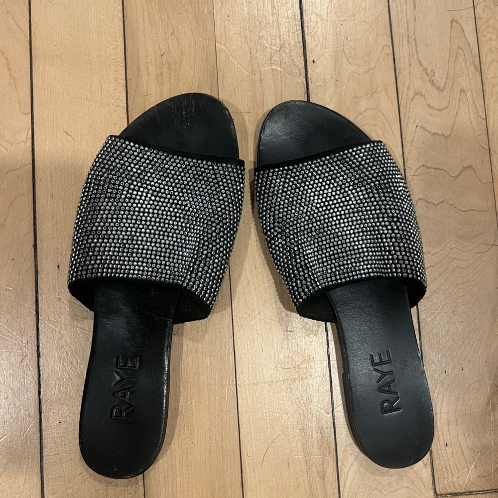 RAYE Black and Silver Embellished Sandals